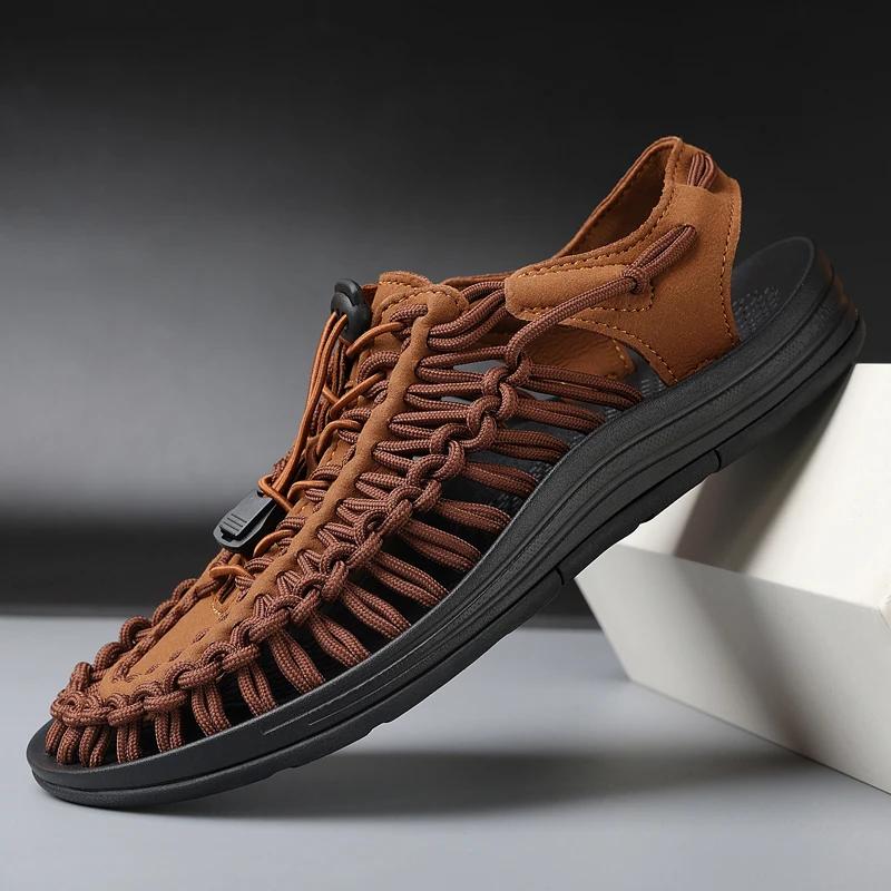 Fashion Summer Comfort Mens Sandals Fashion Breathable Casual Shoes Handmade Outdoor Lightweight Beach Shoes Mocassins Design Loafers