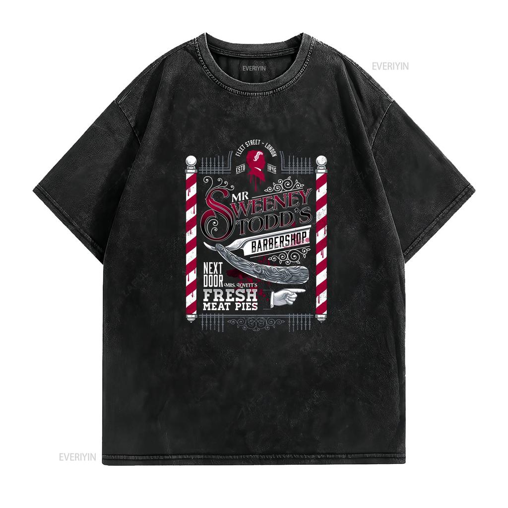 Sweeney Todd Barber of Fleet Street T Shirt Cotton Meat Pie Sizes 2022 vintage Washed Slightly Casual Versatile Stretched Soft