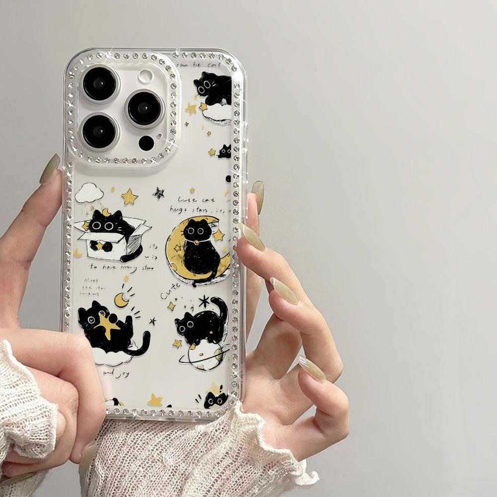 Bracelet Chain Phone Case For iPhone 17 16 15 13 14 for 17Air 17 12 14 16 Pro 17 14 16 Pro Max Sparking Diamond Cute Pattern Hard Cover With Lanyard