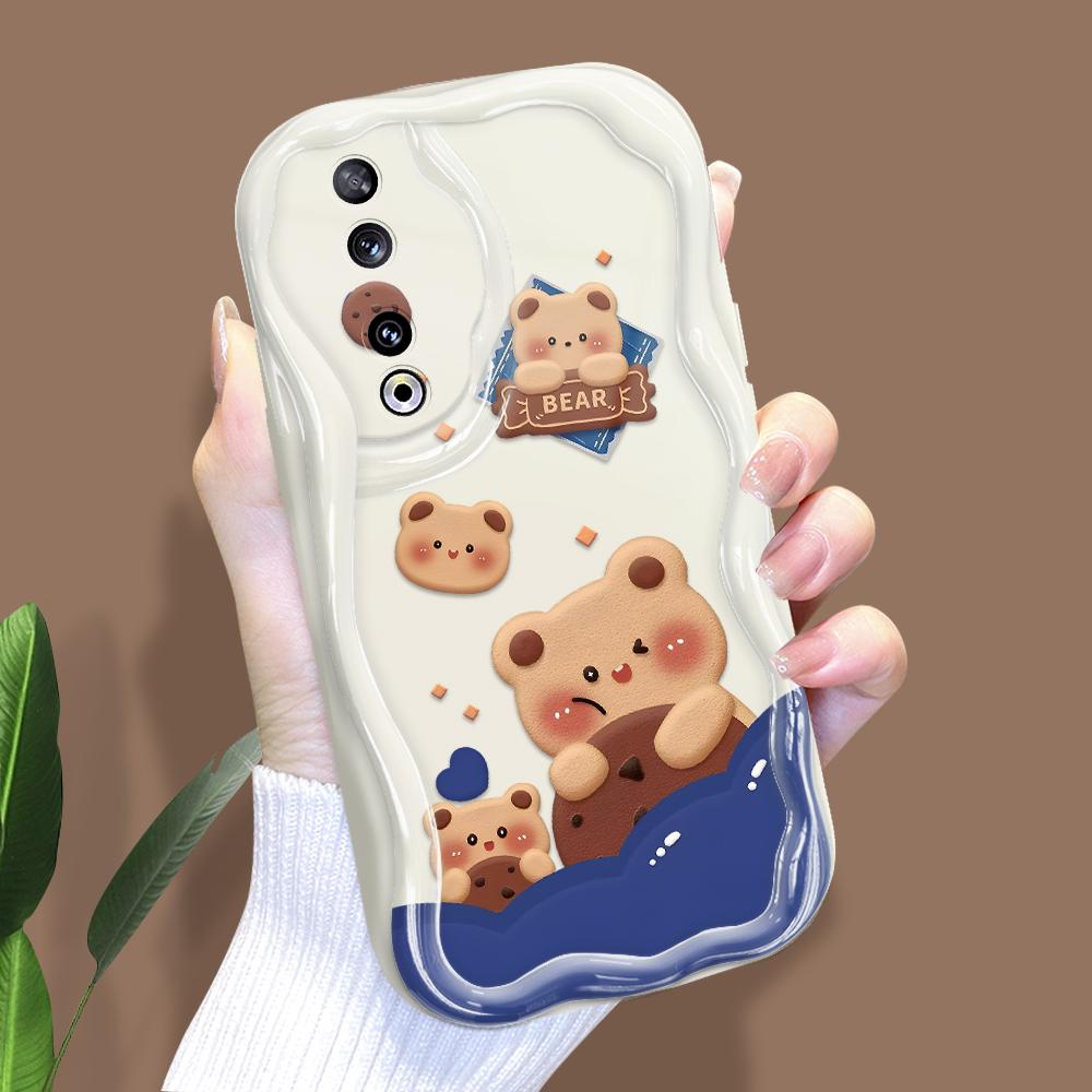Model drăguț de desene animate Carcasă cu textura cremă cu margine ondulată Husă din silicon moale pentru telefon pentru Huawei Honor Infinix Tecno iPhone