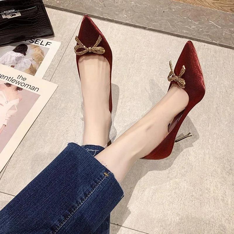 Fashion Women's Shoes Blue Stilito Party With Crystals On Promotion 2025 Trend 39 Vacation Summer Fashion Ladies Pumps Chic and Elegant