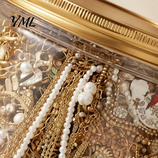 Decorative Jewelry Jar 35/40/45/50/60Pcs Mystery for Women, Box with Assorted Random Necklaces Earrings Rings Bracelets, Silver Golden Plated