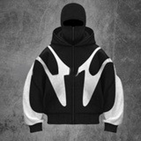 2025 American Trendy Double-Hooded Bandit Zip-Up Cardigan Sweatshirt - Couple Style, Windproof, High Street Outerwear.