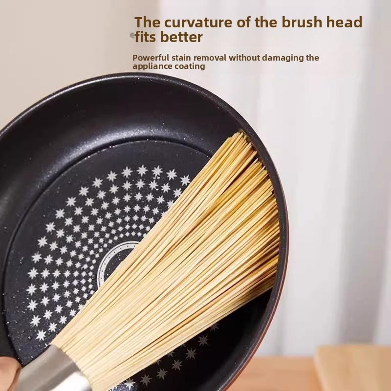 Bamboo pot brush, solid wood handle, kitchen household pot and bowl brush artifact, pot washing bamboo brush, pot washing cleaning brush