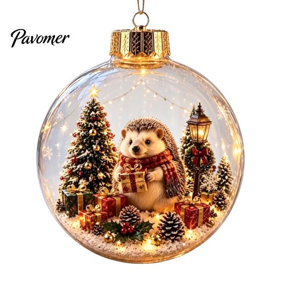 Weihnachtsbaumschmuck Story Ornament, 8 cm Kugel-Hängedekoration mit Mini-Feiertagsszene, Bruchfeste Kugeln im Inneren, Klarer Kunststoff-Weihnachtsanhänger