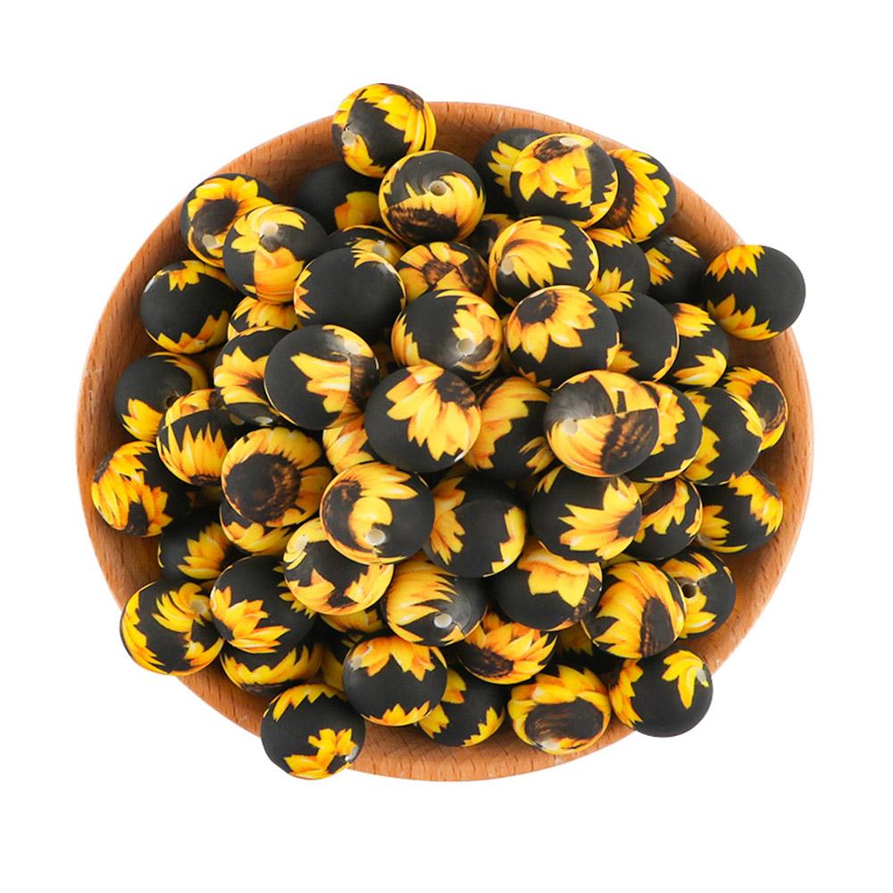 20 Stück/Los Runde Bedruckte Silikonperlen 15mm 12mm Leopardenmuster Silikonperlen Zur Schmuckherstellung DIY Schmuckzubehör