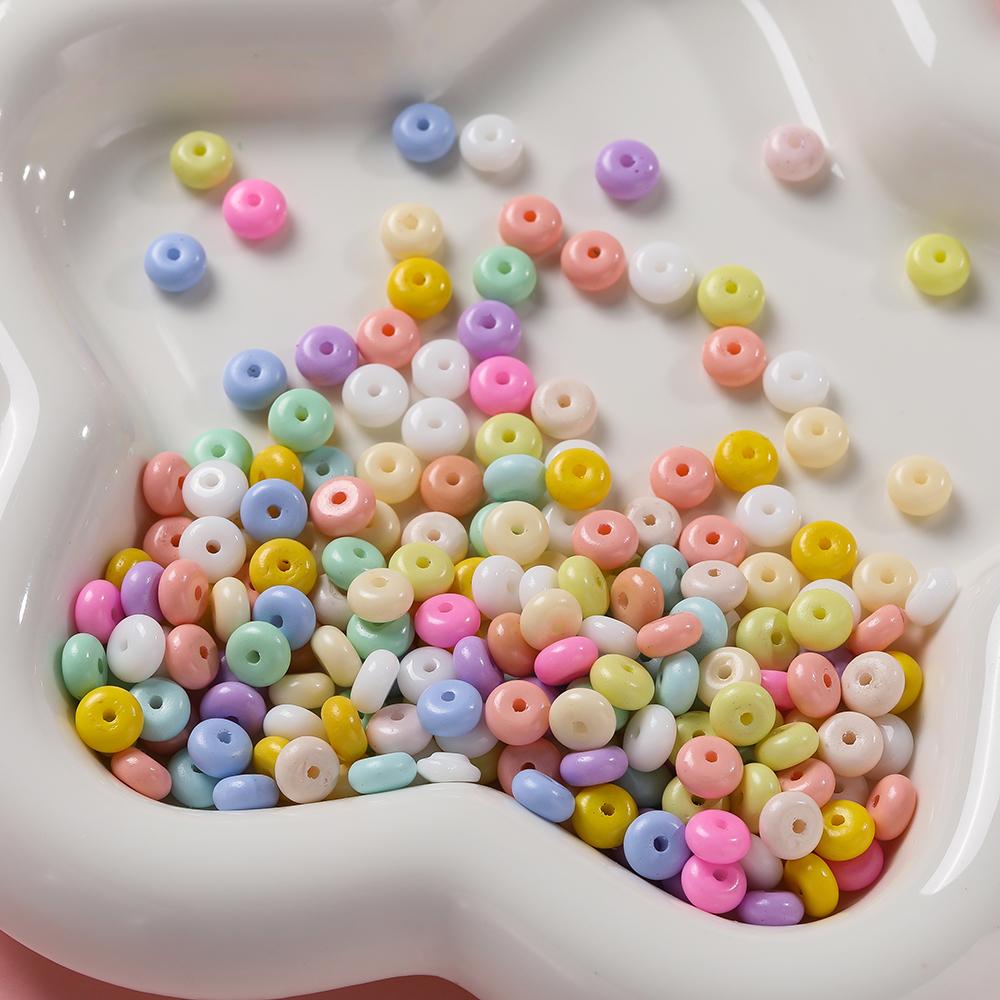 100pcs/lot Glass Imitation Jade Beads Flat Round Spacer Beads Mixed Bead for DIY Necklaces Bracelets Jewelry Making Accessories