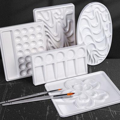 Borrence Paint Tray Palette Reusable Imitation Ceramic Paint Palette Tray for Artist Acrylic Watercolor Oil Painting DIY Craft