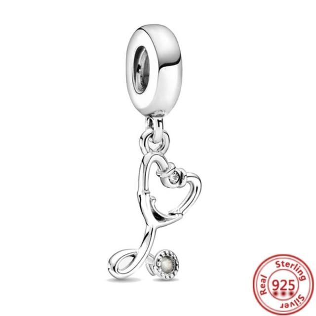 925 Silver Love Collection Beaded Pendant Charm Accessory Bracelet Women 'S Diy Jewelry