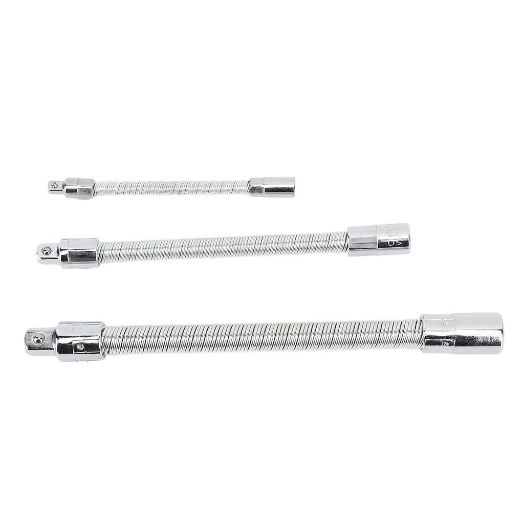 3pcs Flexible Extension Bar Shaft Set Stainless Steel Bendable Flexible Socket Extension Bar for Repairing Tool