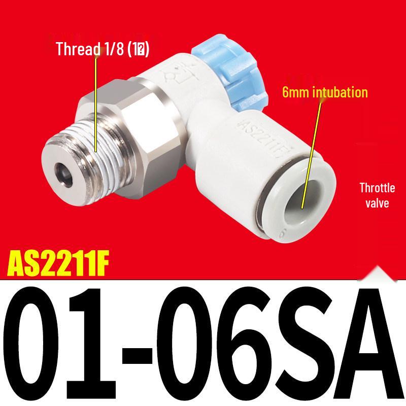 SMC AS1201F Pneumatic Speed Control Valve - Adjustable Throttle Push-Lock Fitting for Cylinder Control