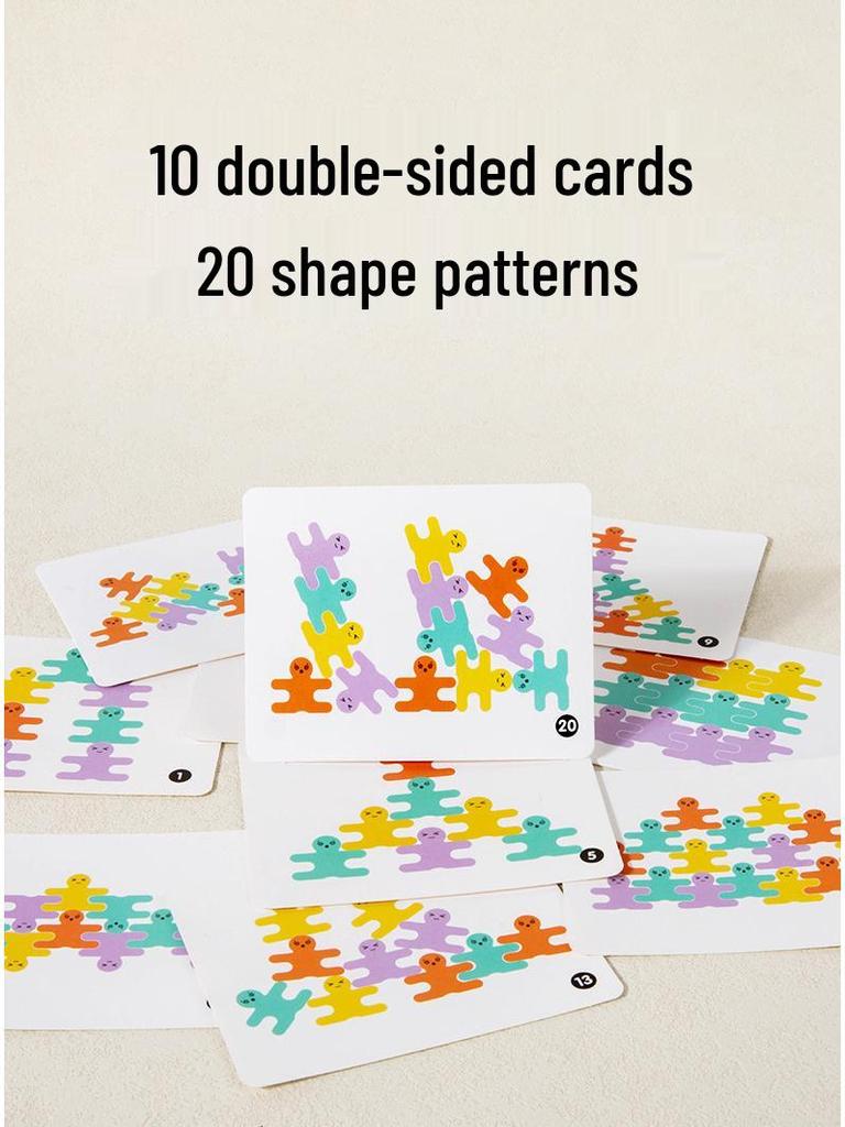 3D Balance Beam Stacking Game: Early Education Puzzle with Double-Sided Pattern Cards and Building Blocks for Kids