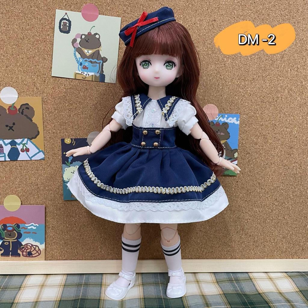 30CM Mini Movable 23Jointed Doll Girls Toy 3D Big Eyes BJD Princess Full Outfits Dresses Collection Childrens Doll Gift