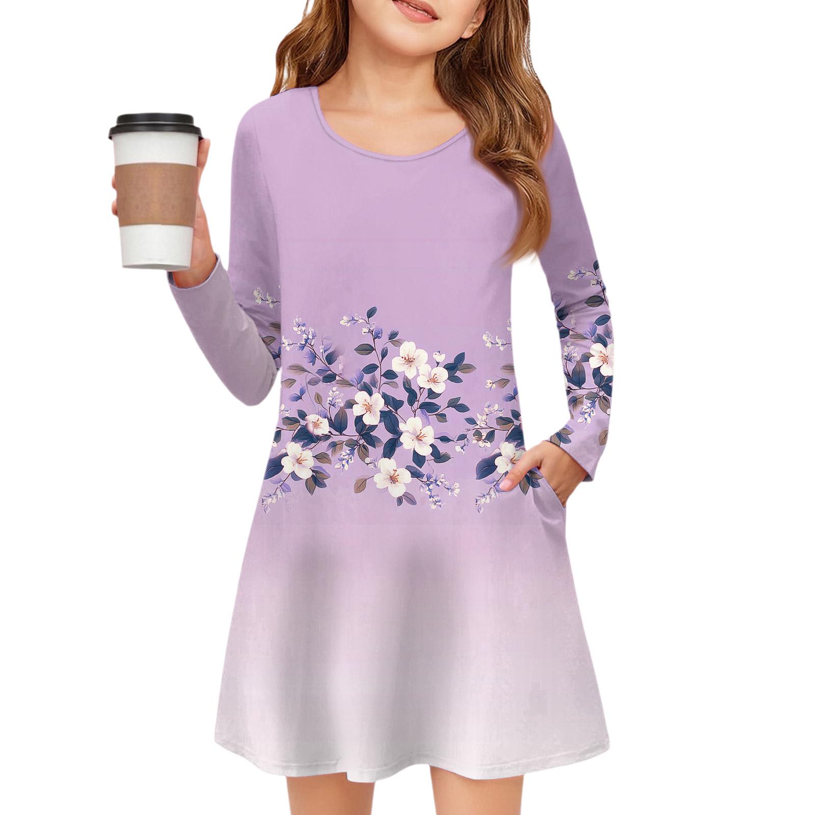 

Платье с длинным рукавом для девочек - Платье с цветными карманами 110 фиолетовый