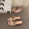 Niche thick heel French commuter outer slippers women's shoes 2025 summer skirt temperament evening breeze sandals