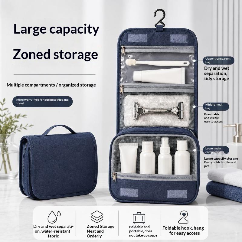 Hanging Toiletry Bag Waterproof Wet Dry Separation Large Capacity Portable Shower Storage Bag for Bathroom Camping Trips
