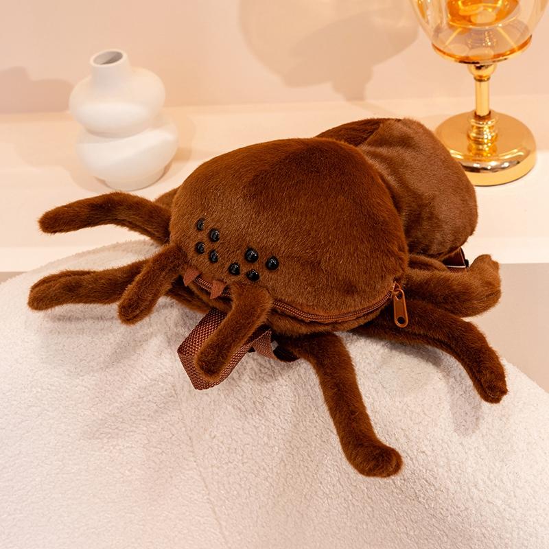 35cm Realistische Spin Pluche Insect Rugzak Cartoon Anime Spin Rugzak Pop Kinderen's Spin Pop Schoudertas Cadeau 35cmX30cm brown