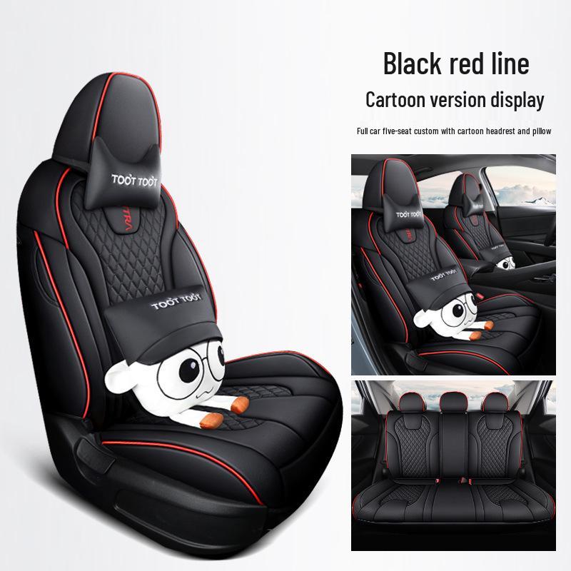 Huse de Scaun Auto din Piele Full-Surround Elantra, Universale, Rezistente la Uzură, pentru Toate Sezoanele, Cinci Locuri.