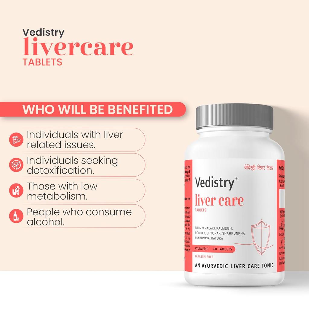 Vedistry Livercare Herbal Liver Support Tablets With Bhumiamalaki Kutaki Amalaki For Digestive Metabolism 60 Tablets