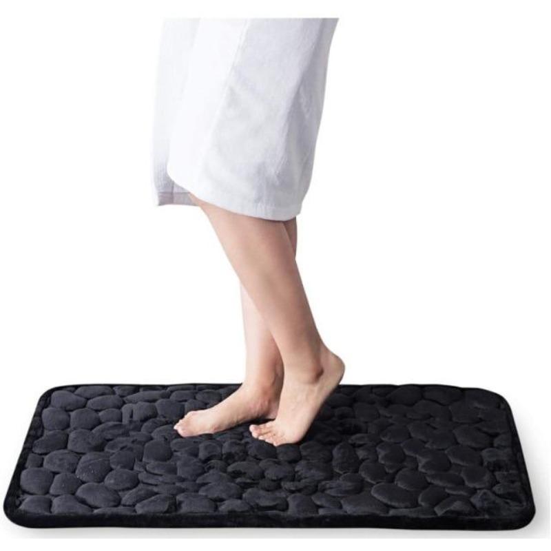 Memory Foam Embossed Velvet Carpet Bathroom Living Room Non-Slip Mat Cobblestone Floor Mat