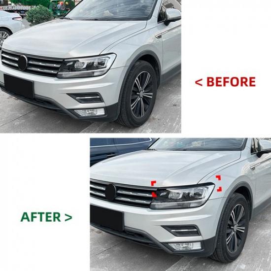 Headlight Eyebrow Lamp Eyelids Trim Cover For Volkswagen Tiguan MK2 2017–20