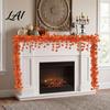 Thanksgiving Decoration Supplies Artificial Maple Leaf Garland Autumn Hanging Plant Fake Fall Reusable Vines Rattan Orange Red Gradient Leaves
