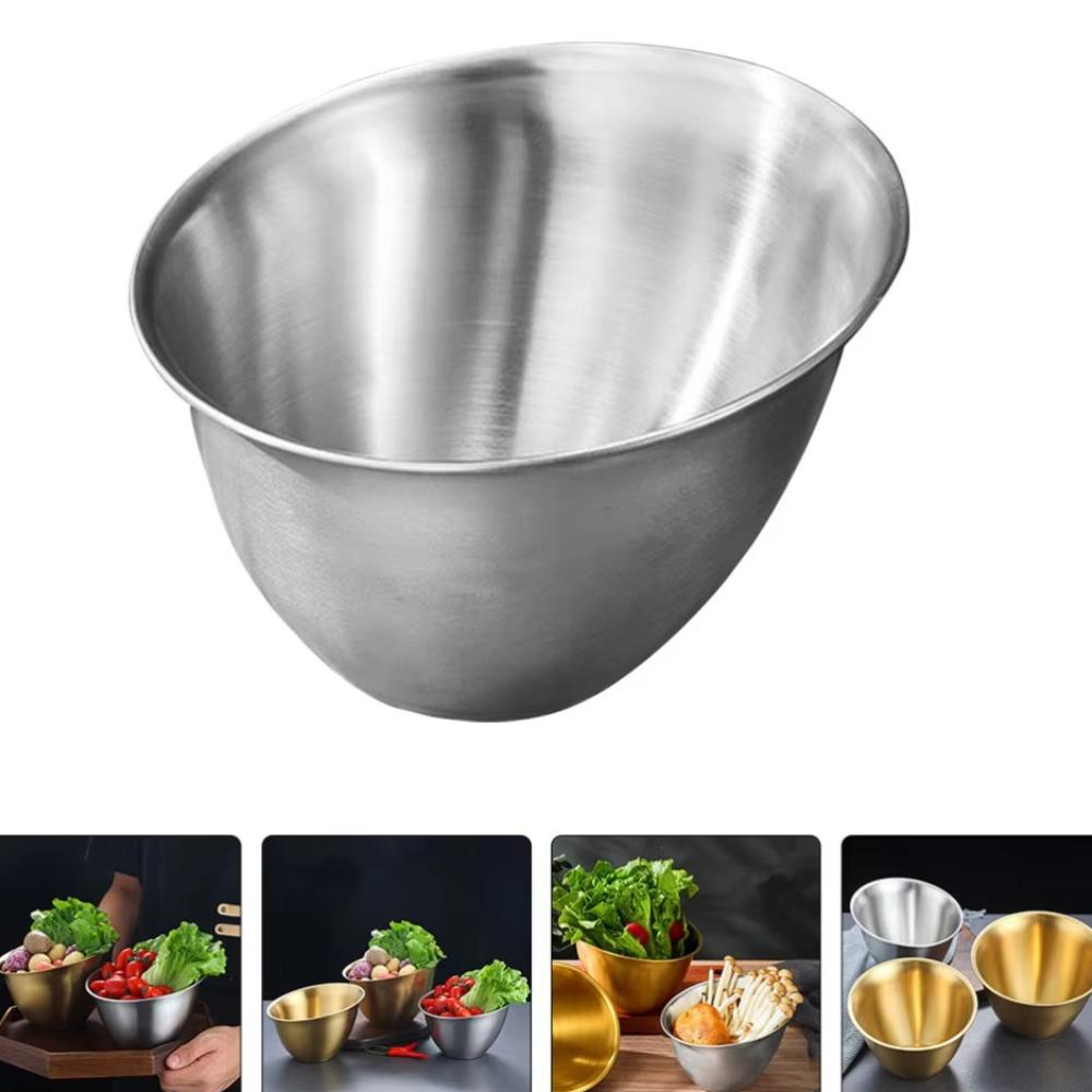 3Pcs Oblique Lettuce Bowl Stainless Steel Meal Prep Bowl Multifunctional Soup Serving Basin  Hotpot