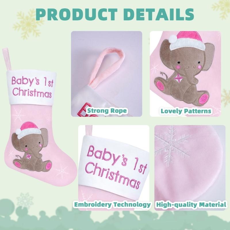 Christmas Tree Ornament Elephant Christmas Stockings Gift Bag Christmas Hanging Socks For Fireplaces Door Decoration