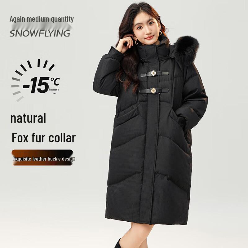 

Xuezhongfei Women s Mid-length 90% Down Jacket with Faux Fur Hood L