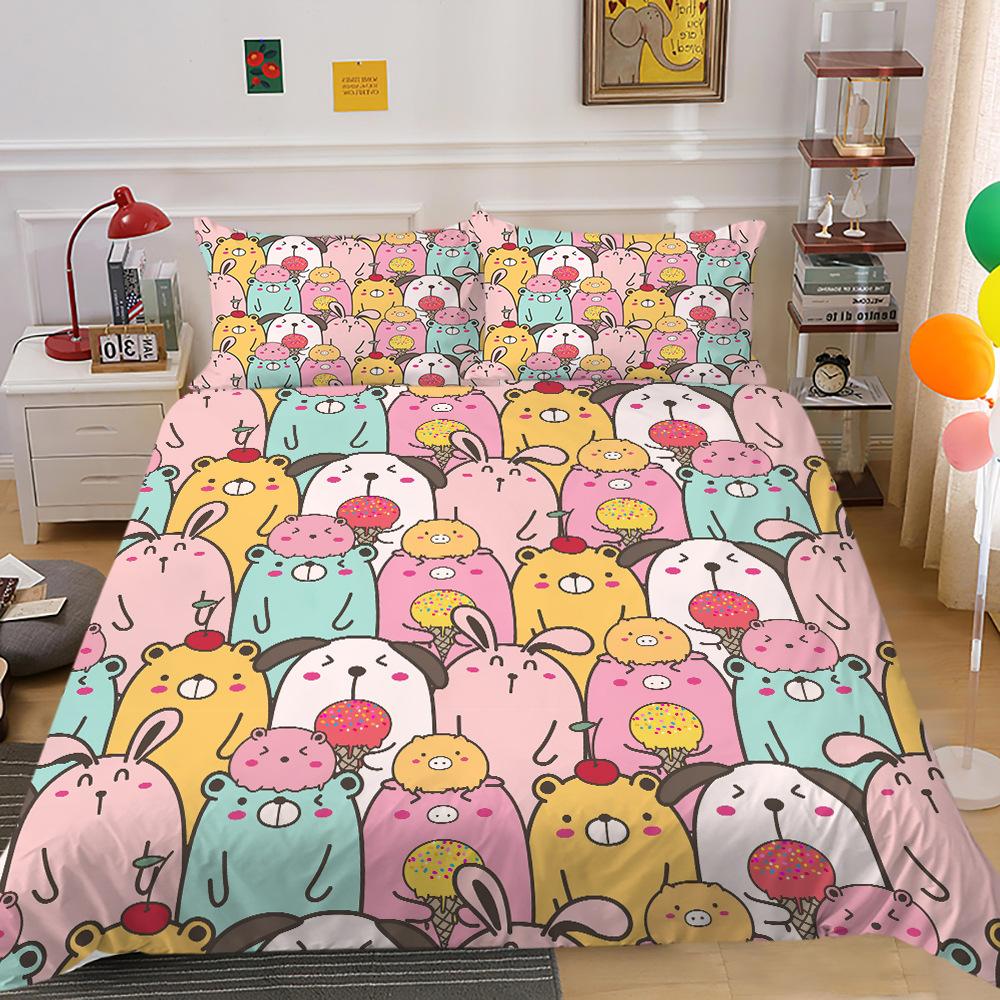 Cute Cartoon Animal Digital Printing Bedding Two Or Three-Piece Set Polyester Can Be Sent