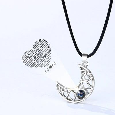 Sun And Moon Projection Necklace I Love You In 100 Languages Magnetic Necklace