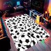 Flannel Printed Soccer Ball Rug Black White Pattern Sports Theme Decor Soft Floor Mat For Kids Room Bedroom And Game Play Area
