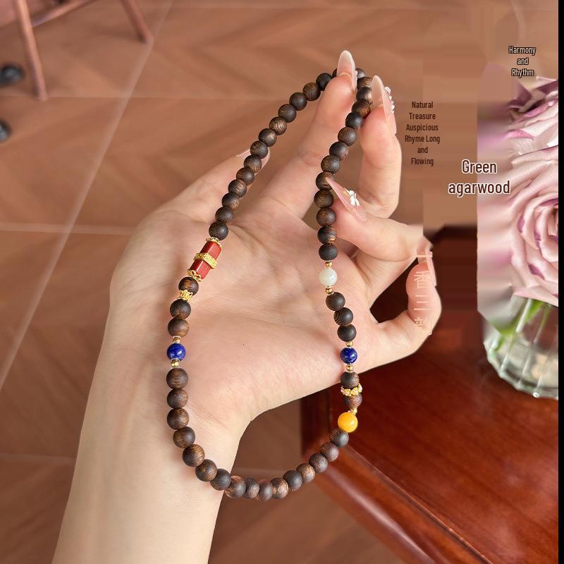 Agarwood & Lapis Lazuli 6MM Double Wrap Bracelet: High-Quality, Wealth-Attracting, Supports Style Modification & Accessory Replacement. 6mm