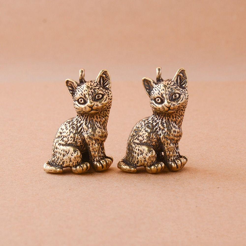 

2 шт. Милая мини-статуэтка котенка, ретро-украшение для кошек, латунные фигурки кошек, декор для дома и офиса