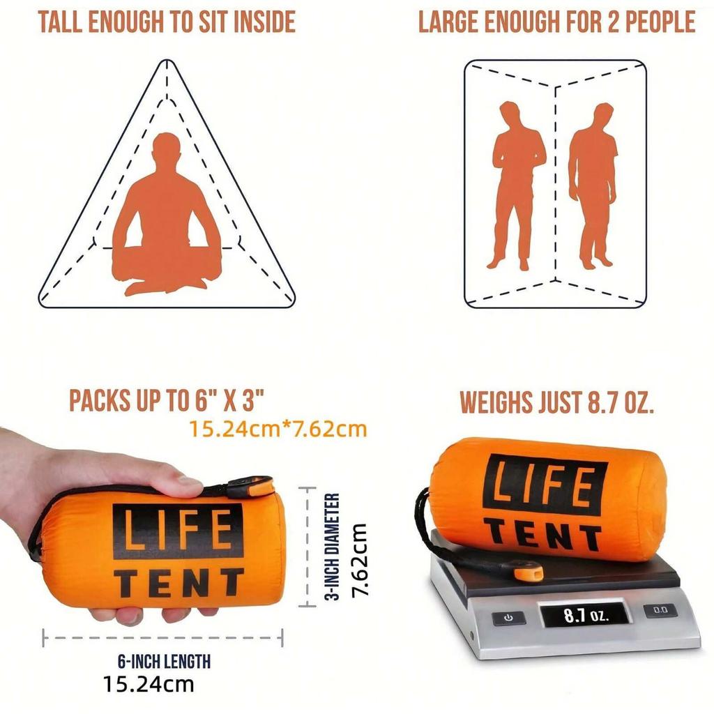 2 Kişilik Acil Durum Barınağı Bivy Hayatta Kalma Çadırı Kiti Mylar Tüp Çadır Uyku Tulumu Su Geçirmez Açık Hava SOS Termal Battaniye Tekrar Kullanılabilir