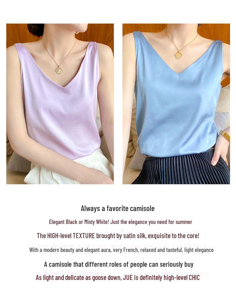 Plus Size Satin Acetate Silk Camisole for Women - Versatile Base Layer or Outerwear