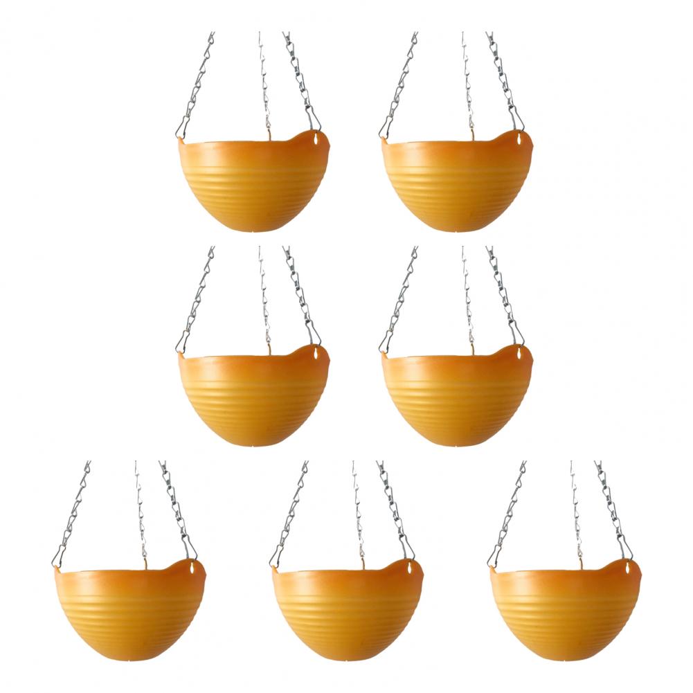 Пластиковые подвесные кашпо Подвесные цветочные горшки 7 шт. Подвесные кашпо с дренажными отверстиями Металлическая цепочка Цветочные горшки для комнатных растений оранжевый