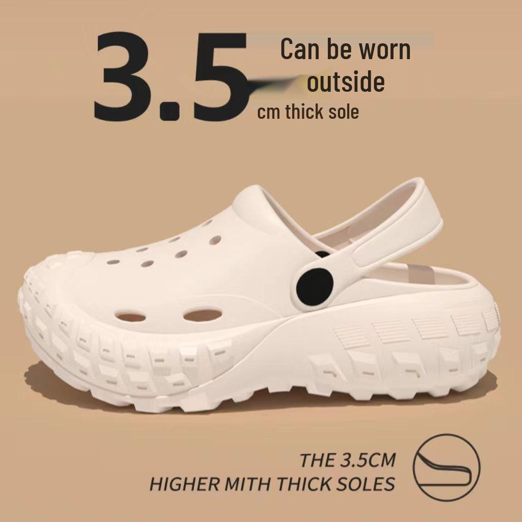 Women's Summer Baotou Half Slippers 2024: Trendy Thick-Soled, Non-Slip, Comfortable Hole Shoes