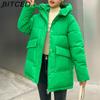 BITCED Women's Mid-Length Winter Waist-Defining Thickened Cotton Coat, Padded Jacket