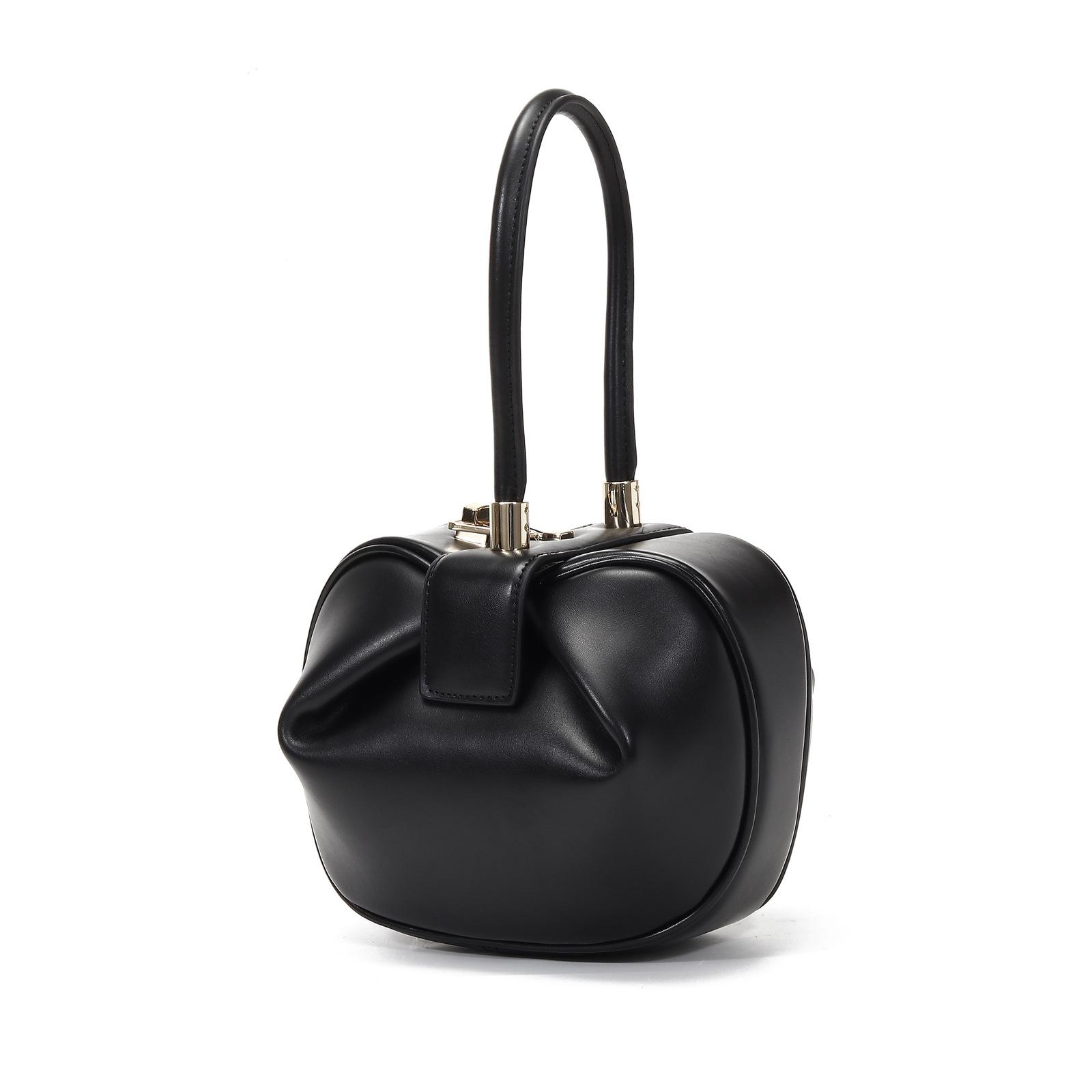 

Women s New Single Shoulder Bag Korean Style Genuine Leather Fashion Dumpling Cloud Dumpling Women s Bag Crossbody Bag Black Small Size