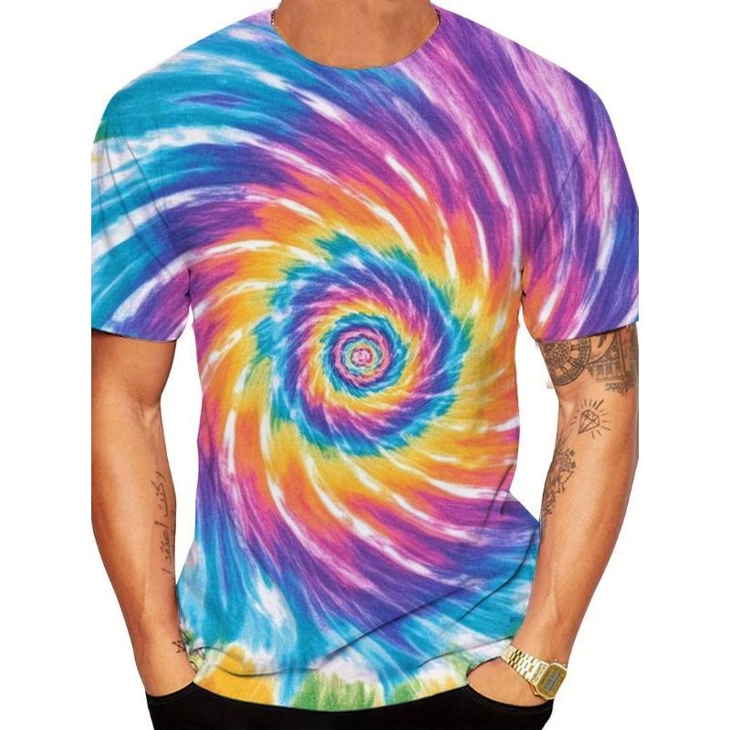 Letní Pánská Trička s Krátkým Rukávem s Potiskem 3D Psychedelického Vzoru Vírů