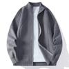 Men's Solid Color Textured Casual Sports Loose Fashion Knitted Zipper Top Jacket