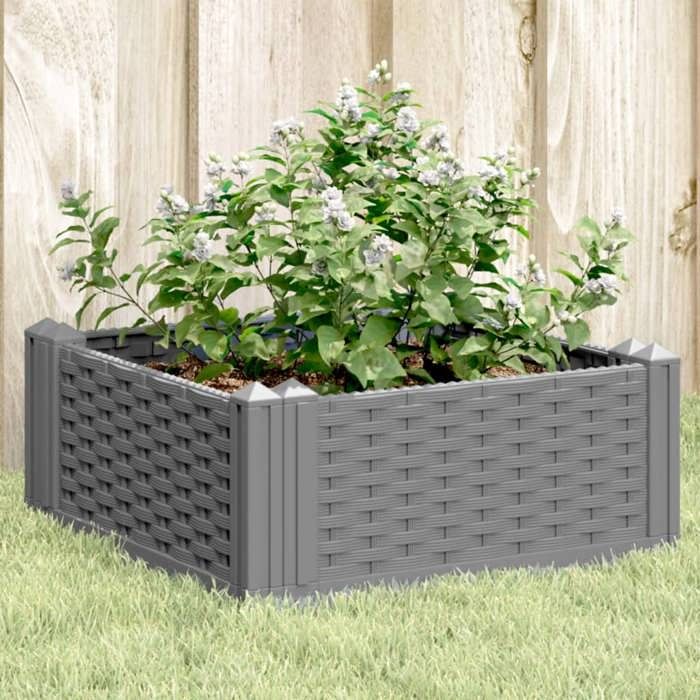 VidaXL Planter with Stakes Light Grey 42.5x42.5x28.5 Cm PP, Flower Box, Planter Stand, Flower Stand, Tub 368003
