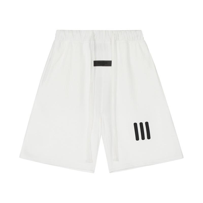 ESSENTIALS Double-line Flocking Trendy Unisex Cotton Short Sleeve & Shorts Set - Summer Casual