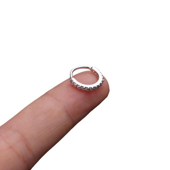 1 Stück Damen-Cubikzirkonia-Intarsien-Reifen-Nasenring, Huggie-Ohrring, Piercing-Schmuck