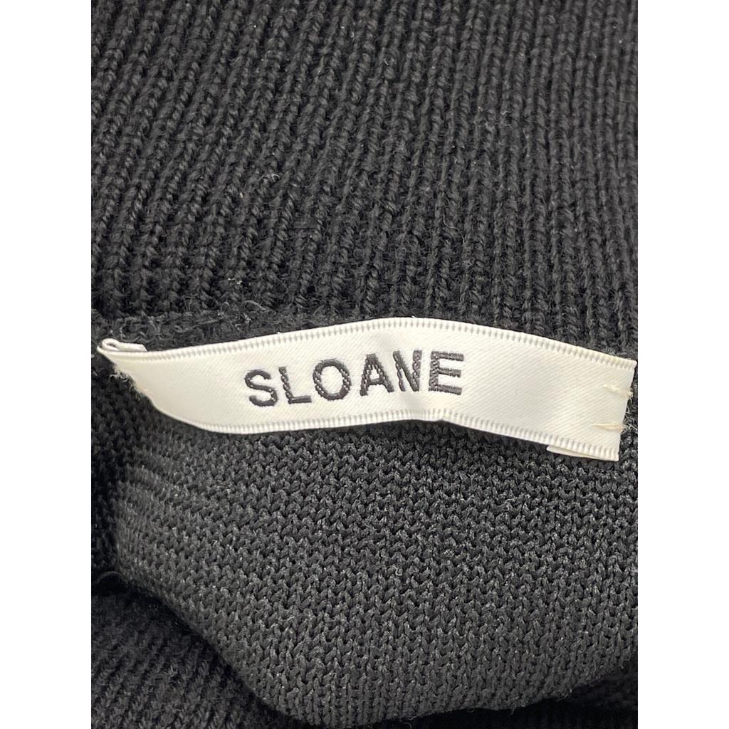 SLOANE Black Wool Blend Double Face Jersey Lacquer Sleeve Turtleneck Pullover Tops 2 blackUsed