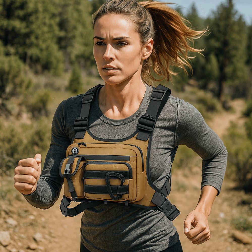 Adjustable Running Vest Pack Waterproof EDC Chest Pack Rig Fishing Vest  Men and Women