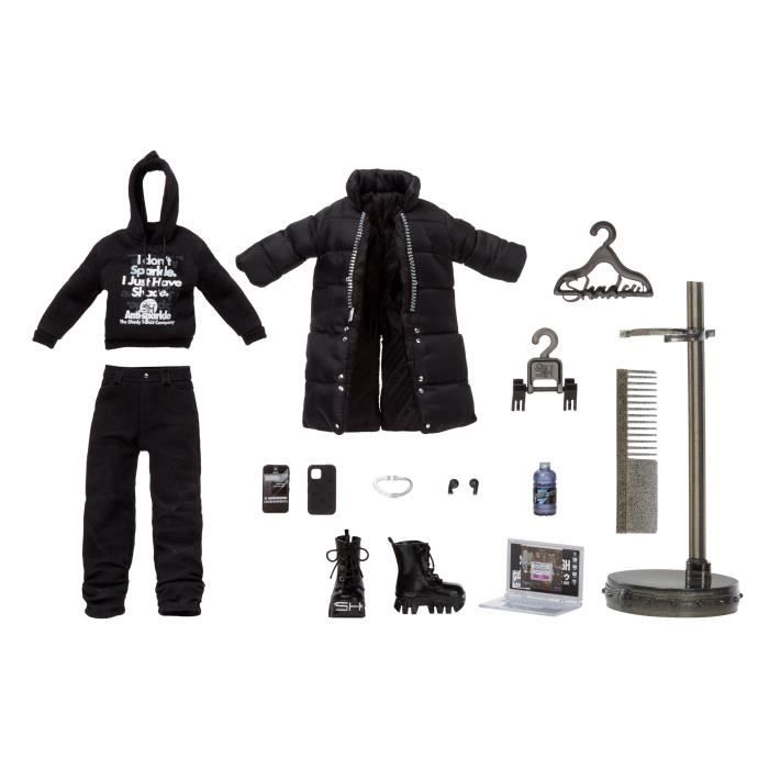 Rainbow High S3 Shadow High - Poupée 27 Cm Rex Mcqueen (Noir) - 1 Tenue + Accessoires Et Support Pour Poupée