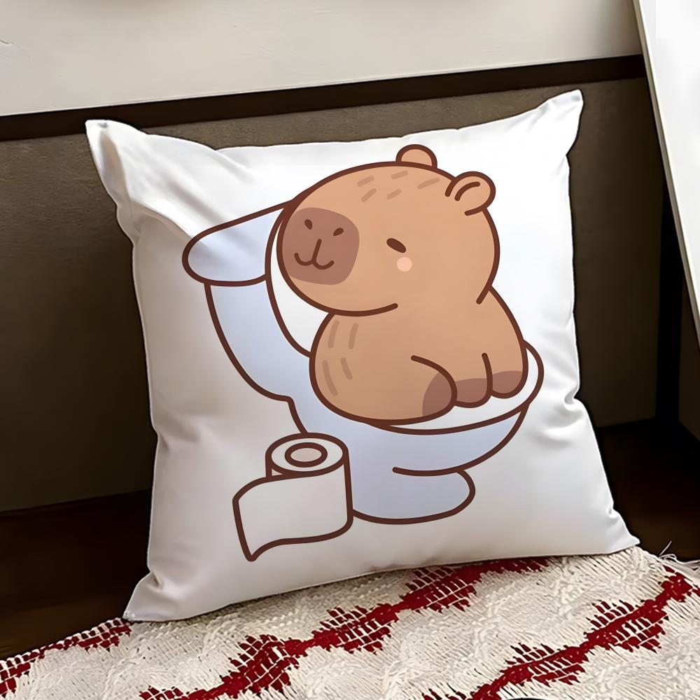 Cute CCapybara Cushion Cover Reversible Soft Durable Pillow Cover Home  Car MultiScene Use for Daily Comfort