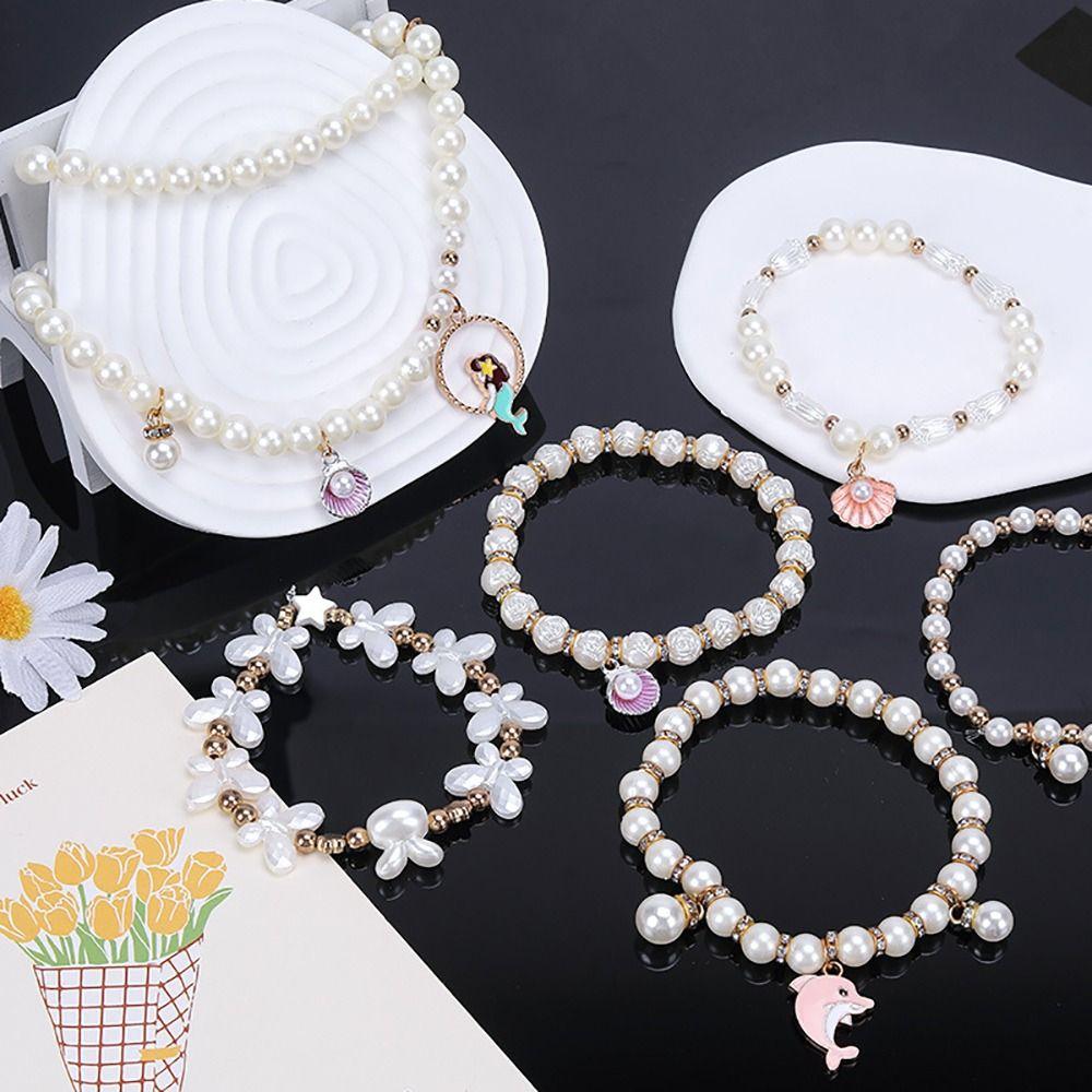 520/640/720PCS Round Pearl Beads Mixed Shape Seedbeads Creative Pearl Loose Beads 4-6 Year Old Kids